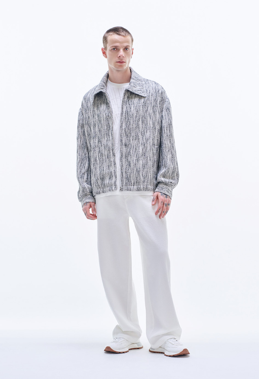 Cotton Tweed Zipper Jacket