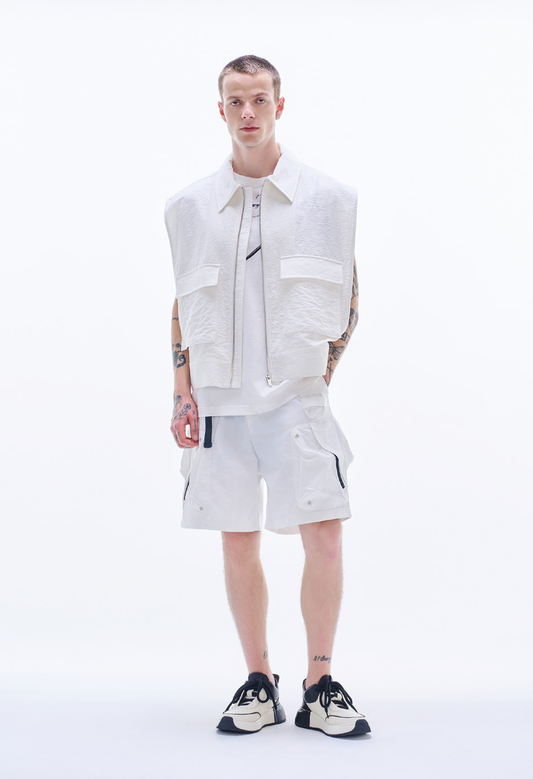 Viscose Linen Zipper Waistcoat