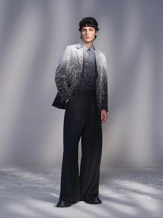 Snowflake-Embroidered Wool Blazer