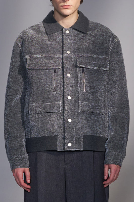 Moleskin Jacket with Knit Collar