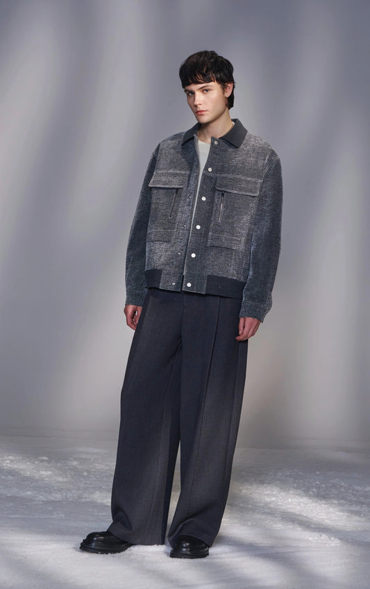 Moleskin Jacket with Knit Collar