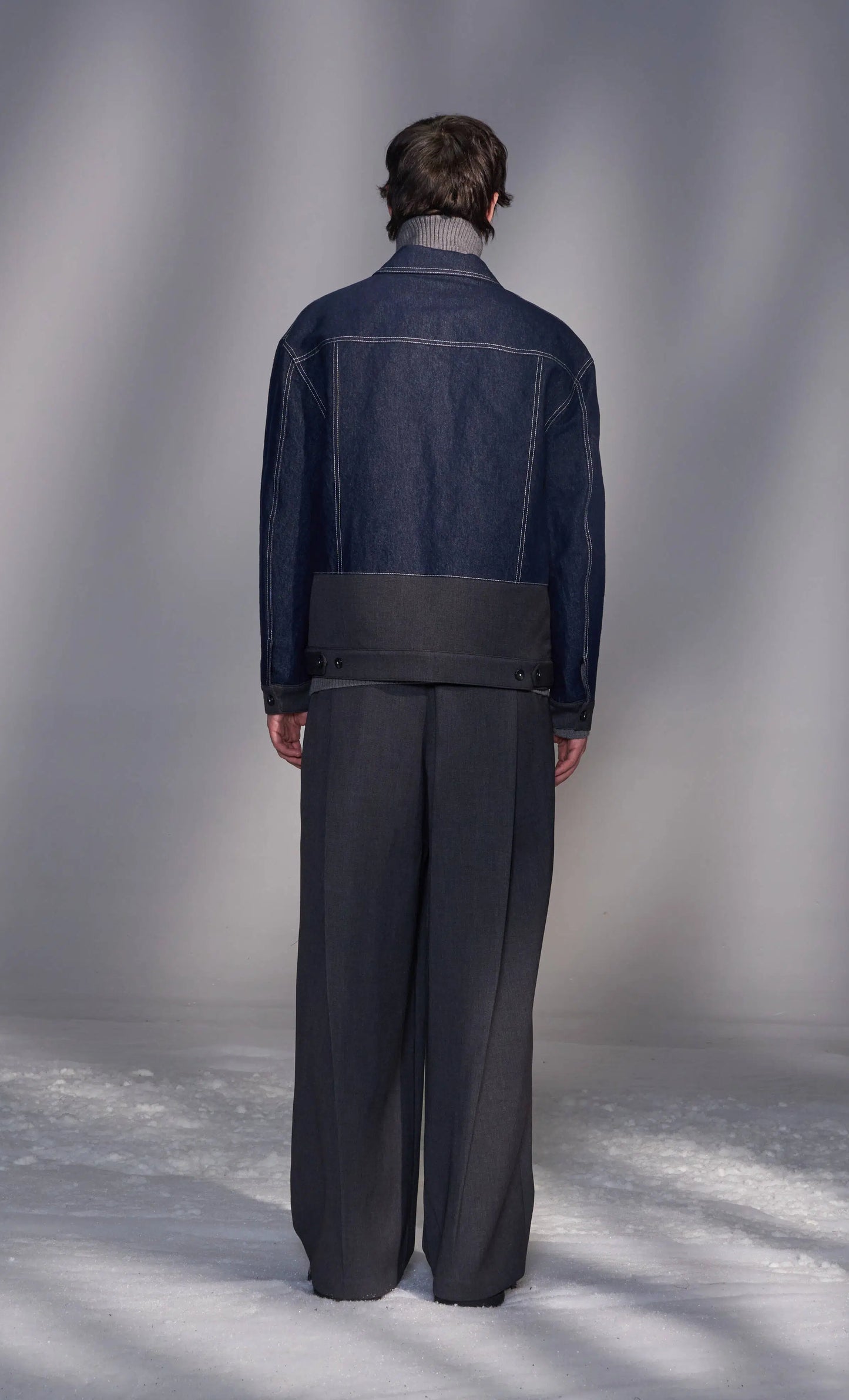 Denim Jacket with Contrast Hem