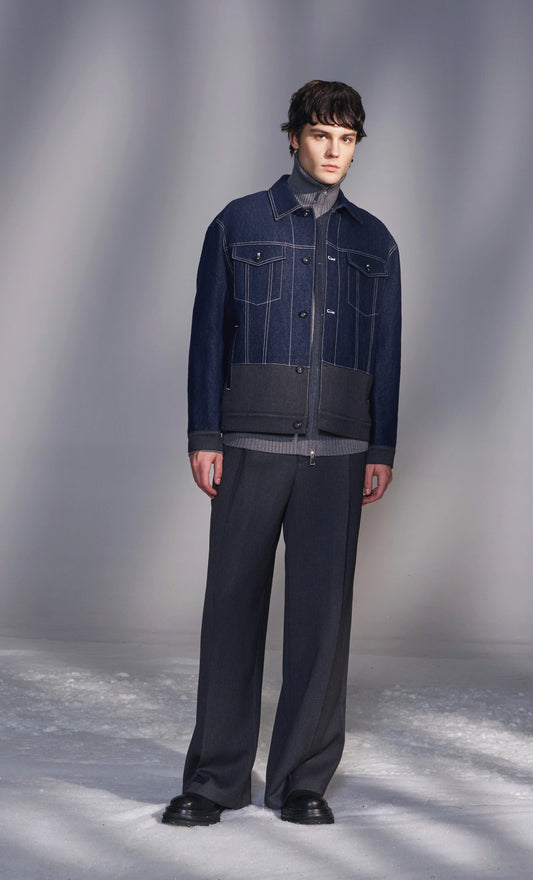 Denim Jacket with Contrast Hem