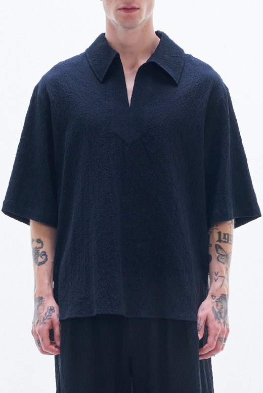 Crepe Cotton Pullover Shirt
