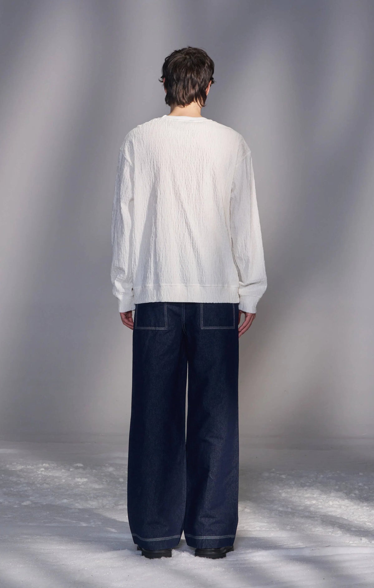 Smocked Corduroy Long Sleeve T-Shirt
