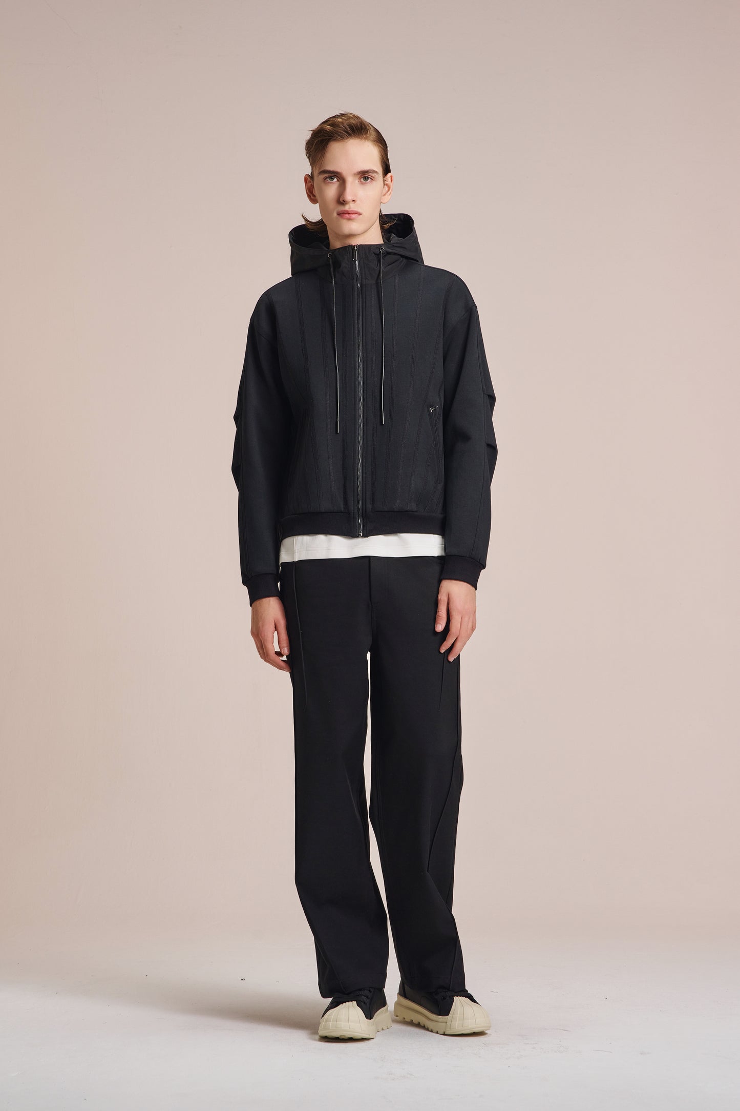 Knit Hood Jacket With Tape deco