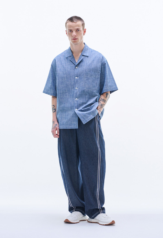 Yarn Dyed Fabric Short Sleeve Shirt