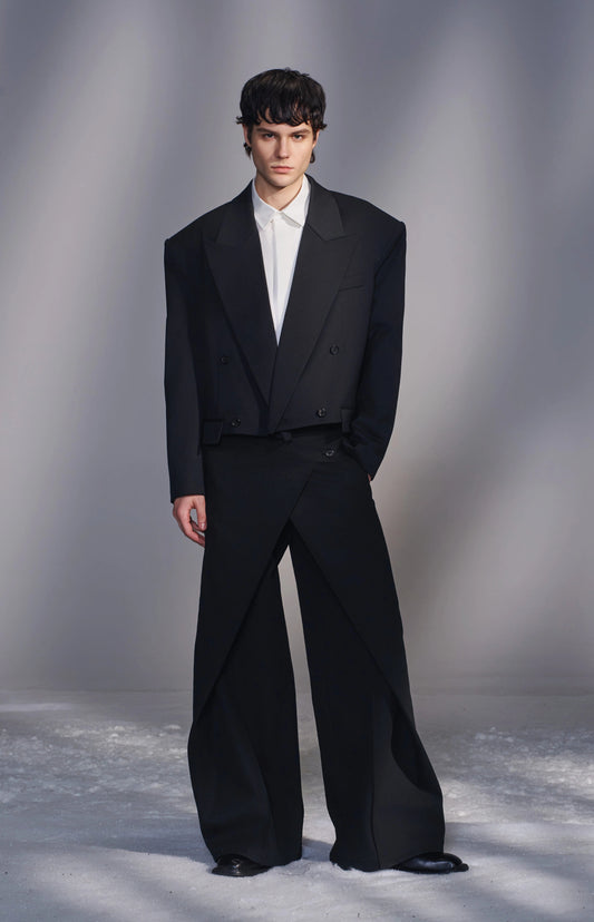 Cropped Oversized Double-Breasted Blazer