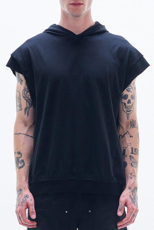Raw Edge Sleeveless Hoodie