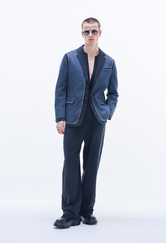 Denim Blazer Contract With Organza