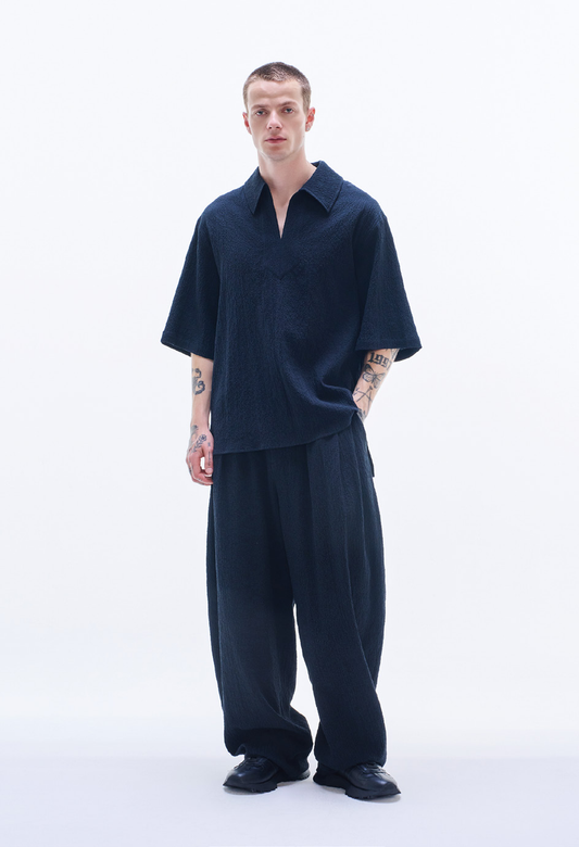 Crepe Cotton Pullover Shirt