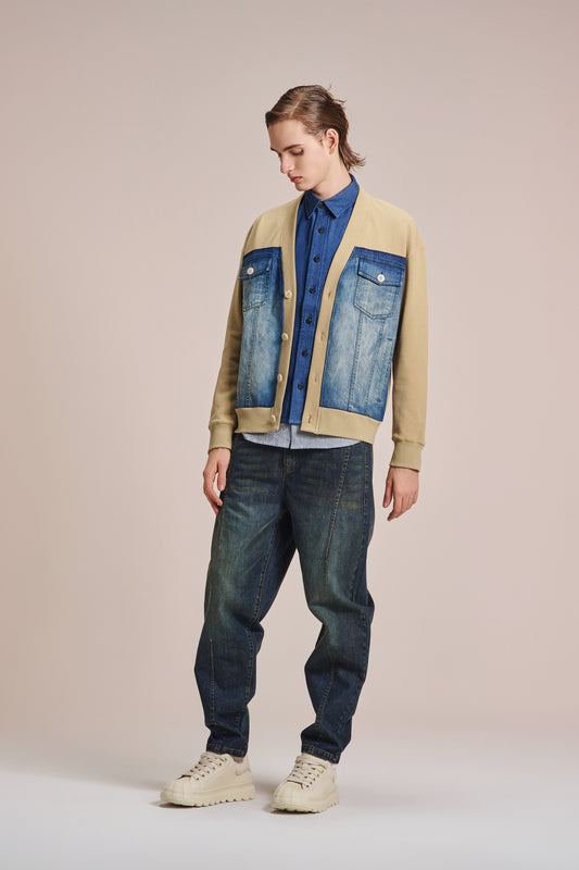 Denim & Knit Cardigan