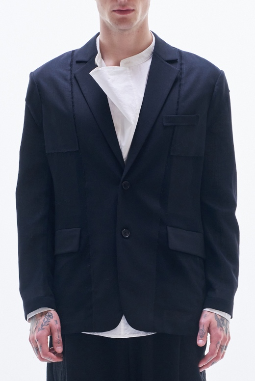 Sheet Wool Blazer With Raw Edge