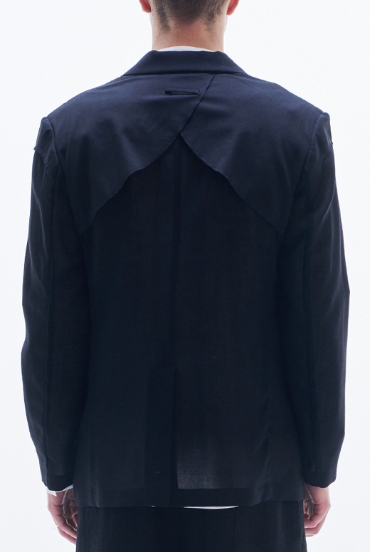 Sheet Wool Blazer With Raw Edge