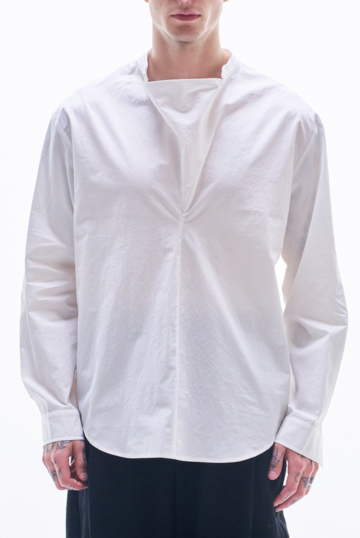 Pullover Shirt With Volume Collar