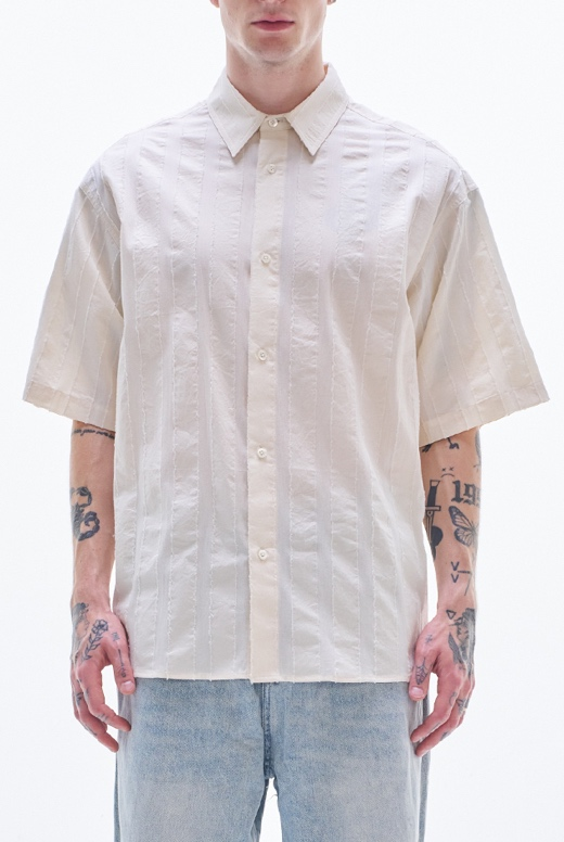 Stripe Textured Short Sleeve Shirt
