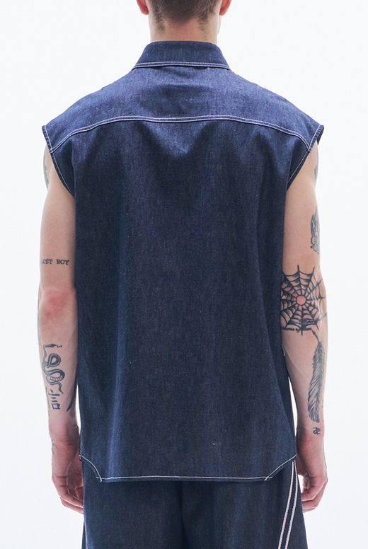 Linen Denim Sleeveless Shirt
