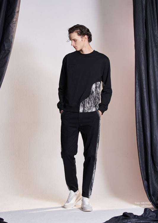 Texture Fabric Contrast Sweatshirt