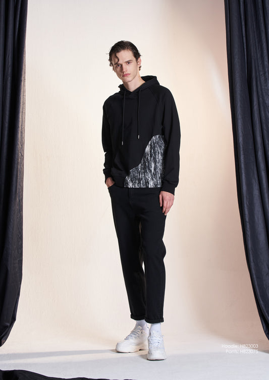 Texture Fabric Contrast Hoodie