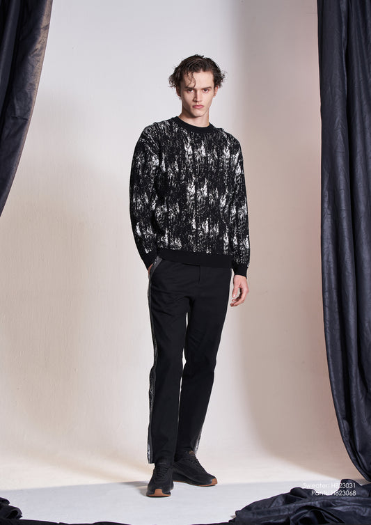 Slim Fit Pants With Texture Trim