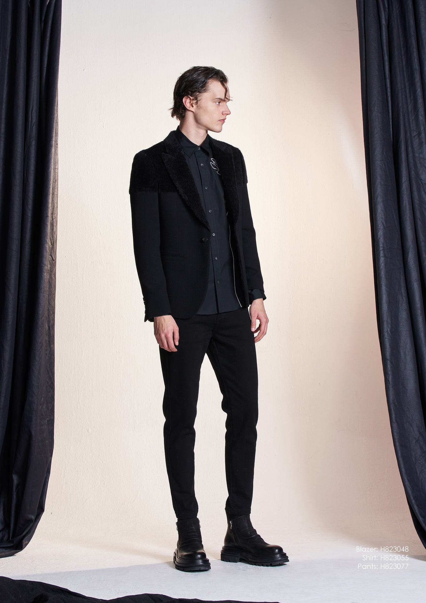 Furry Alpaca Contrast Wool Blazer