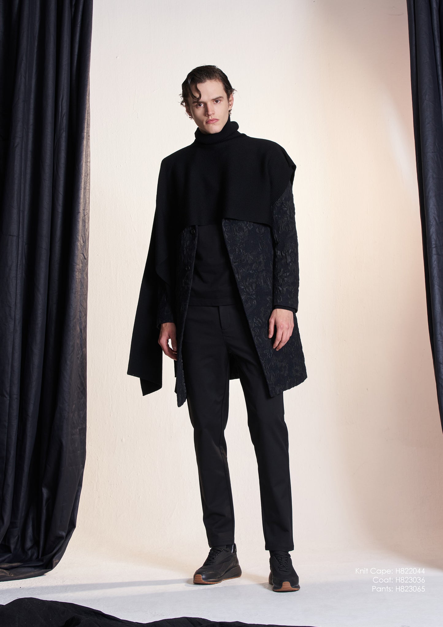 Turtleneck Asymmetric Wool Cape