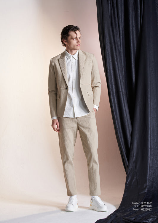 ストライプテクスチャーレギュラーフィットパンツ