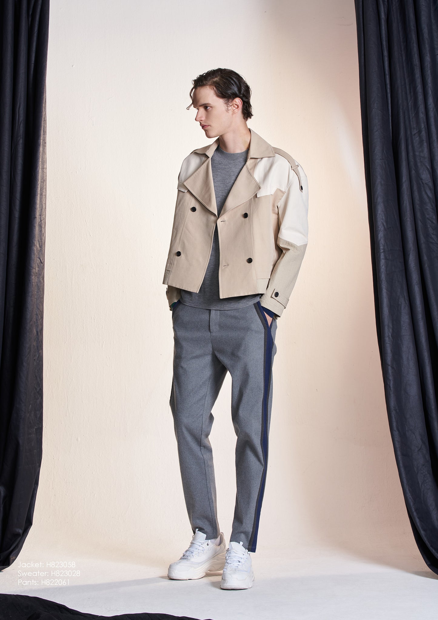 Cropped Trench Coat With Color Contrast