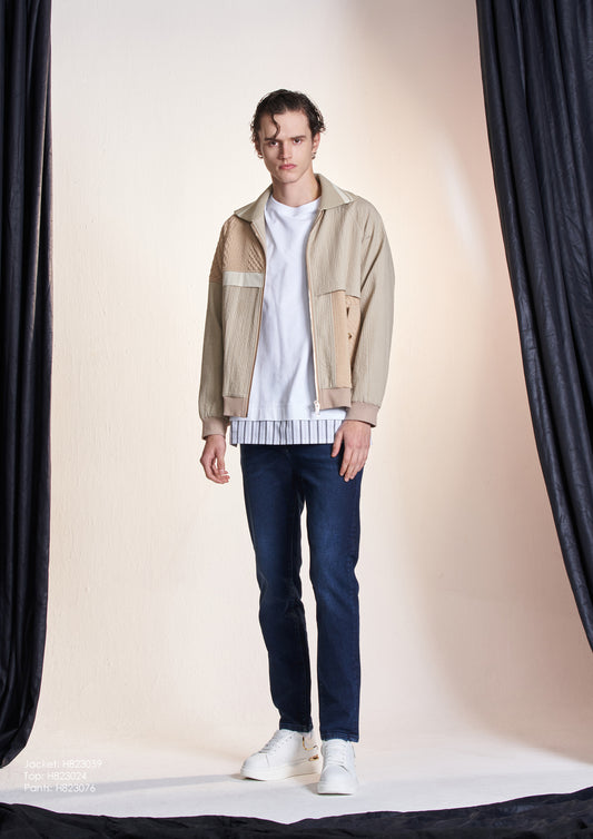 ファブリックコントラストジッパージャケット