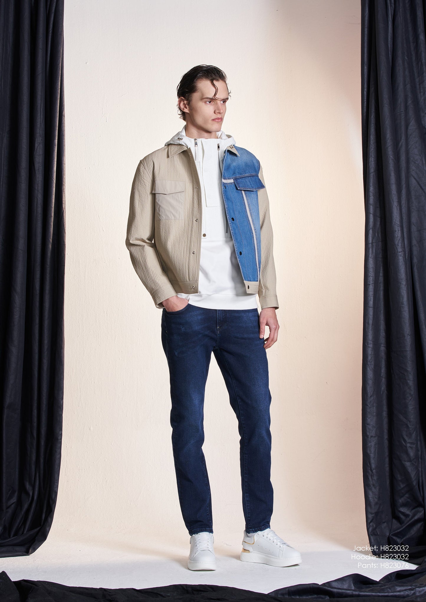 Jacket With Denim Contrast