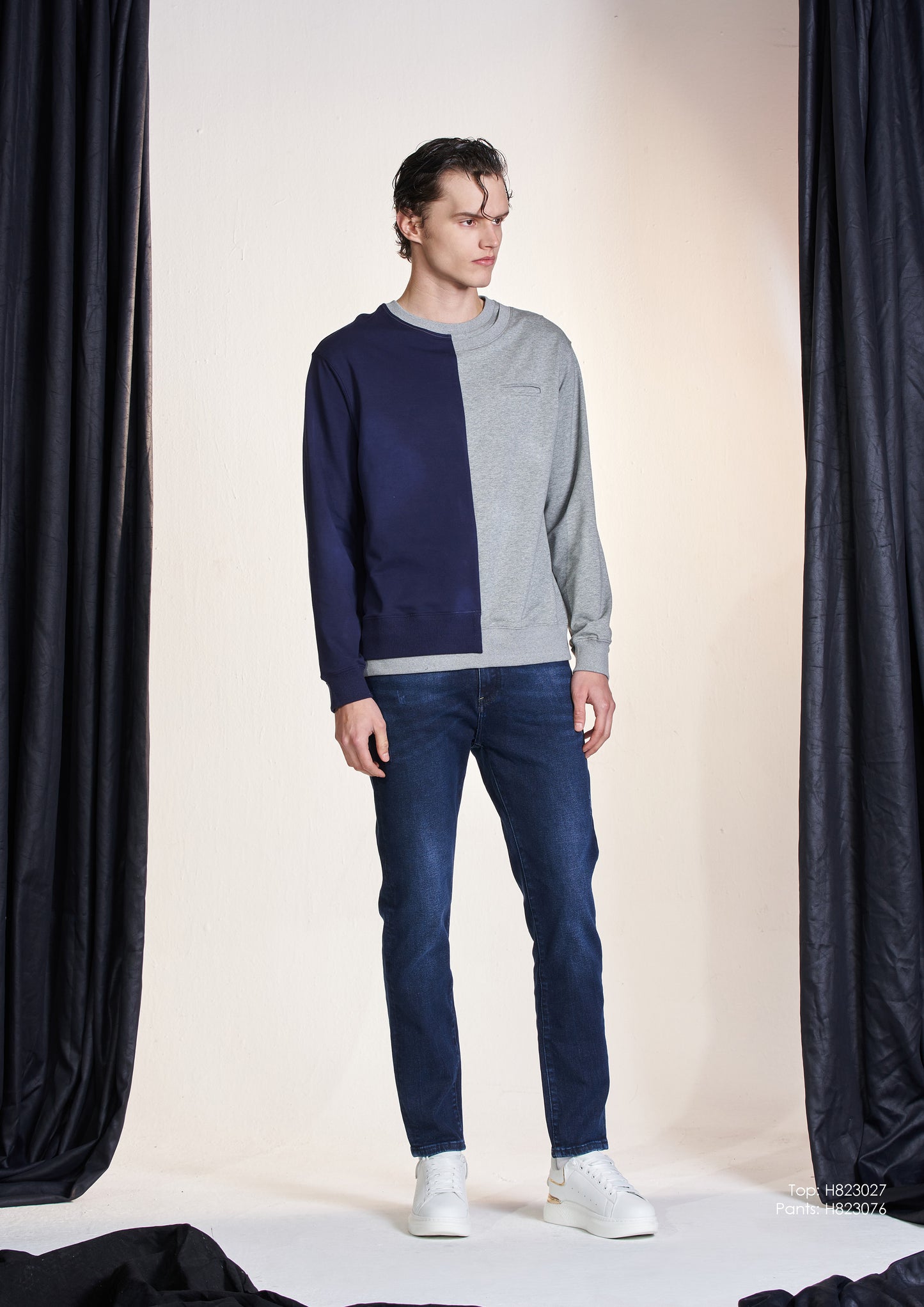 Tapered Fit Blue Jeans
