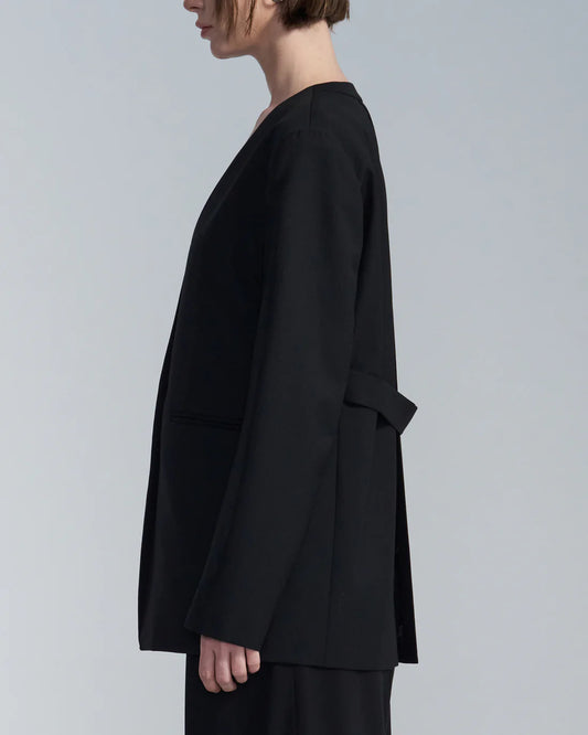 No Lapel Wool Blazer