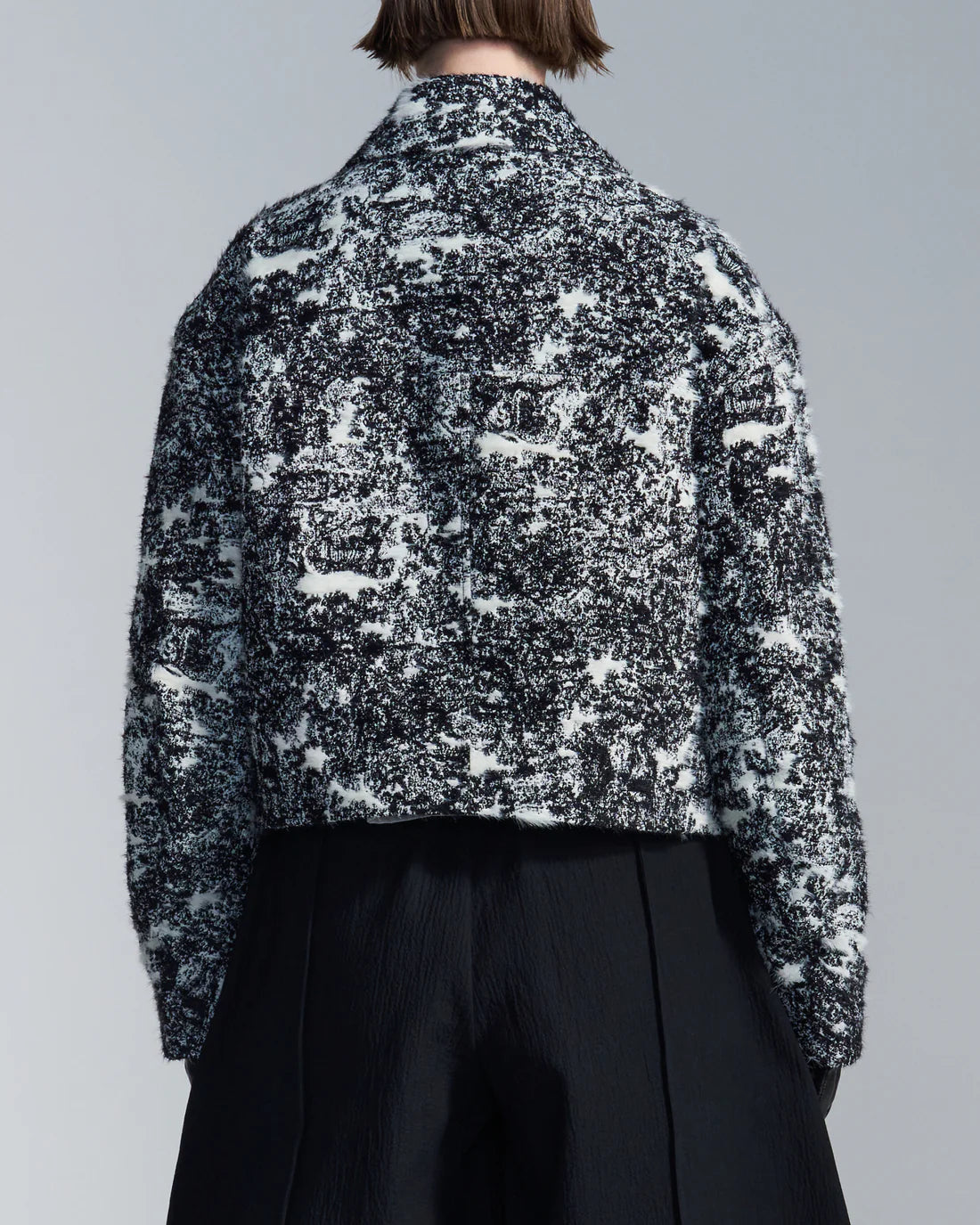 Hairy Abstract Jacquard Cropped Zipper Jacket