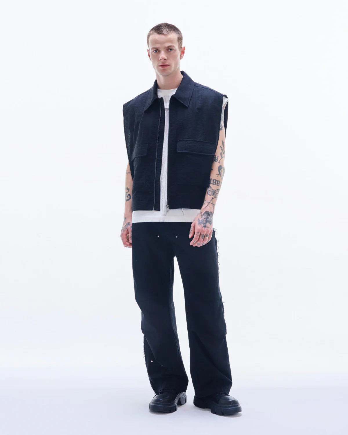 Viscose Linen Zipper Waistcoat