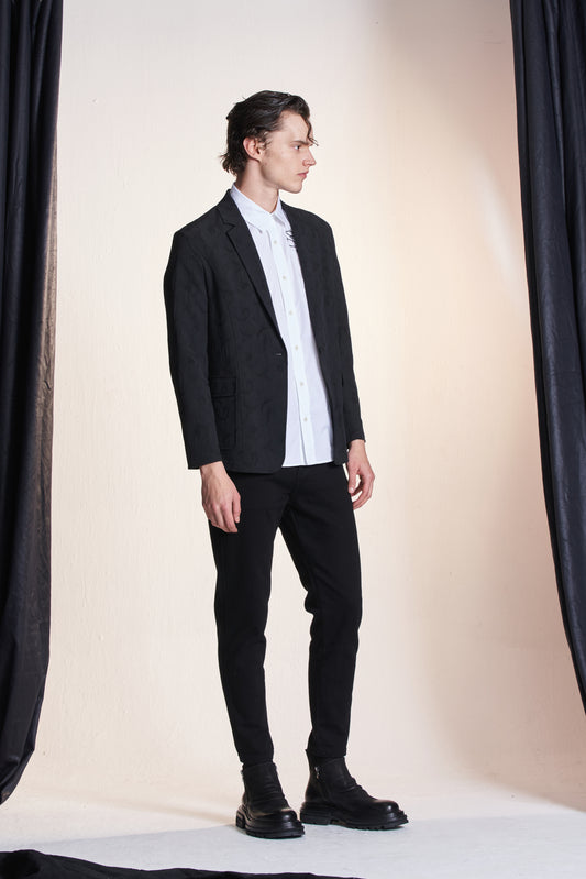 Floral Pattern Embroidery Slim Fit Blazer