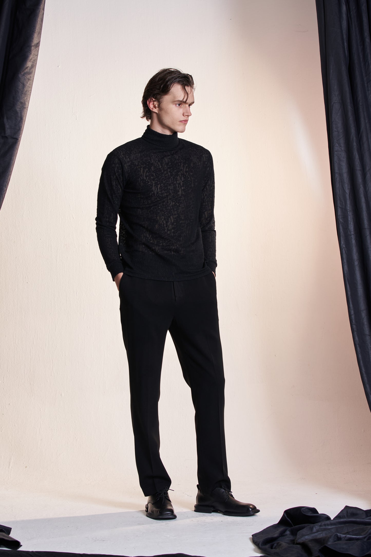 Jersey Burnout Turtleneck Top