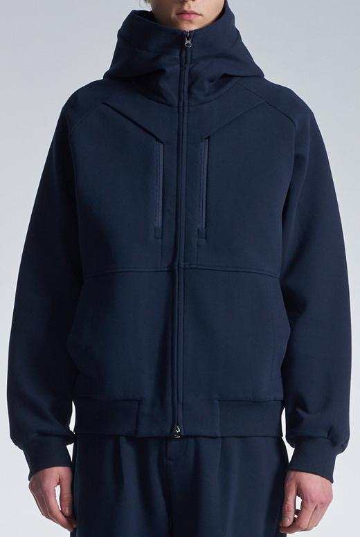 Honeycomb Knit Zipper Jacket WIth Hood