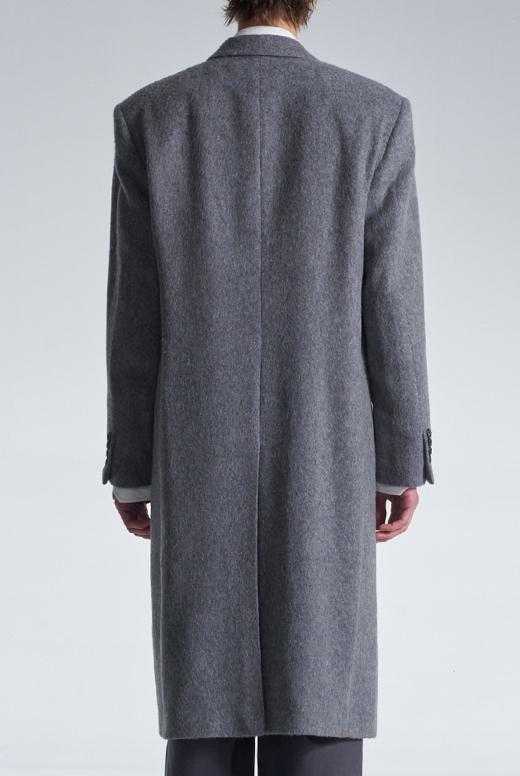 Standard Fit Long Wool Coat With Power Shoulder