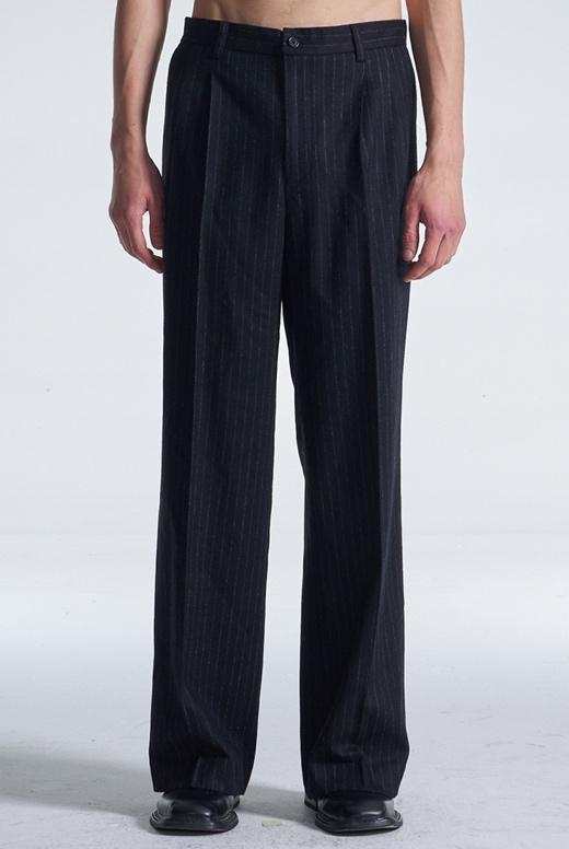 Striped Wool Wide Leg Pants