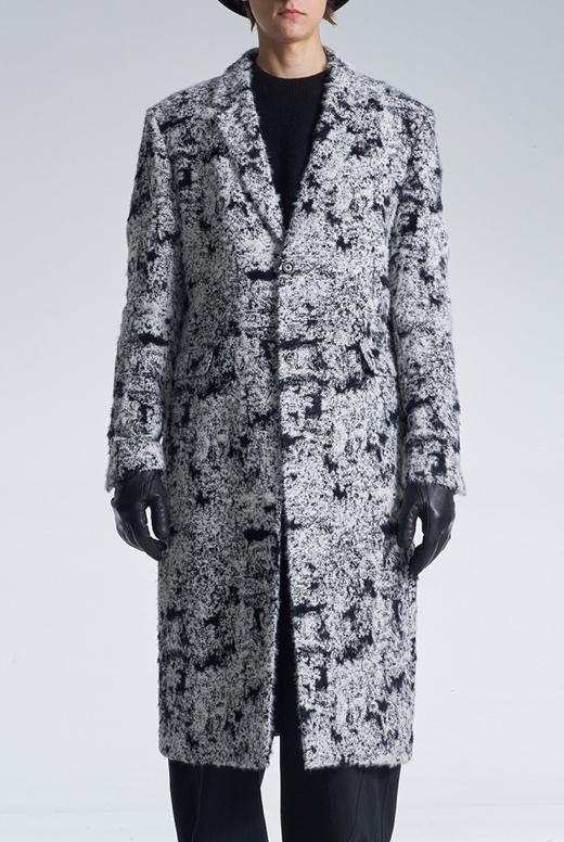 Hairy Abstract Jacquard Long Coat