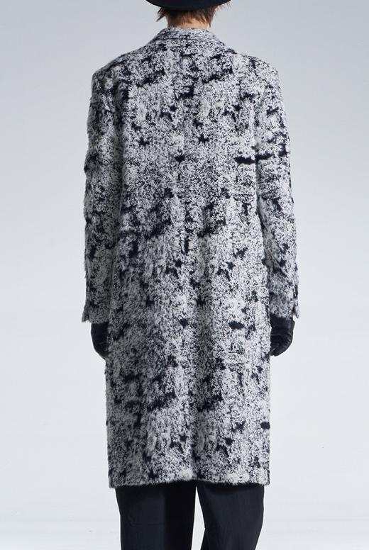 Hairy Abstract Jacquard Long Coat