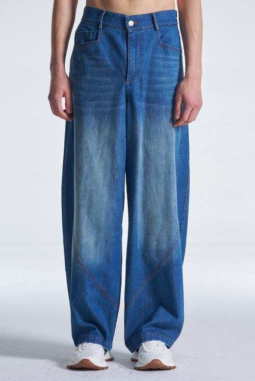 Balloon Fit Washed Denim Pants