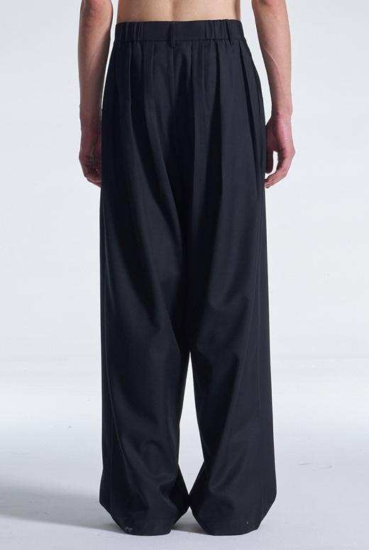Wide Leg Wool Pants With Multi Pleats