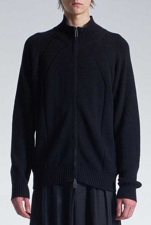 Stand Collar Wool Cardigan With Zipper