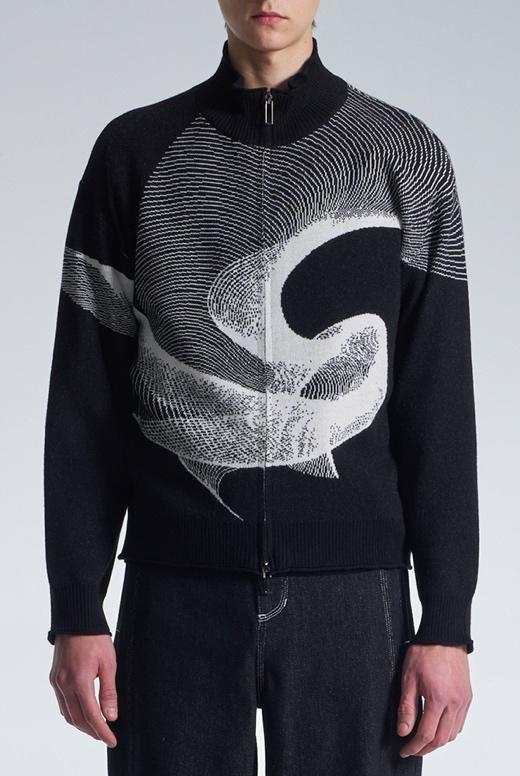 Wool Sweater With Twisted Wavy Lines Pattern