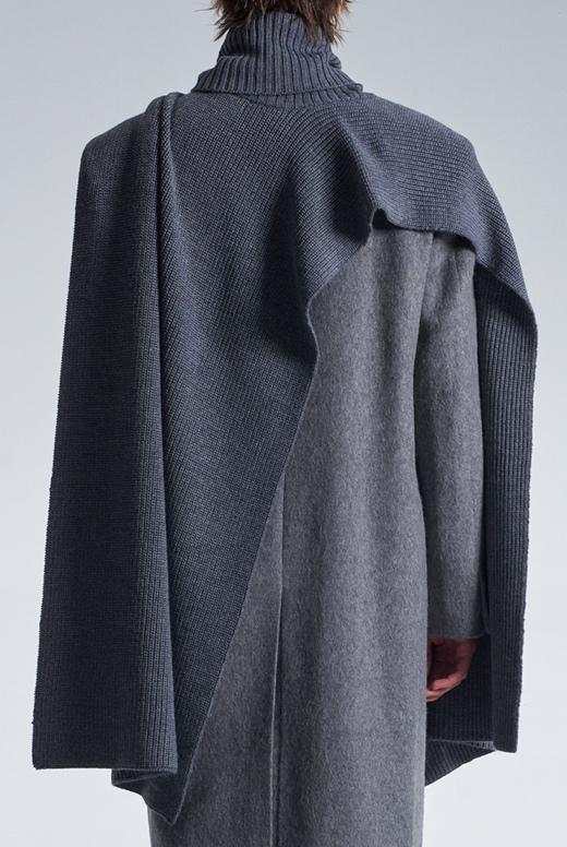 Turtleneck Wool Cape