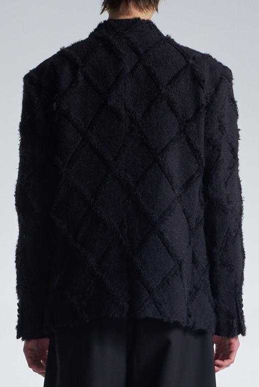 Ripped Diamond Pattern No Collar DB Blazer