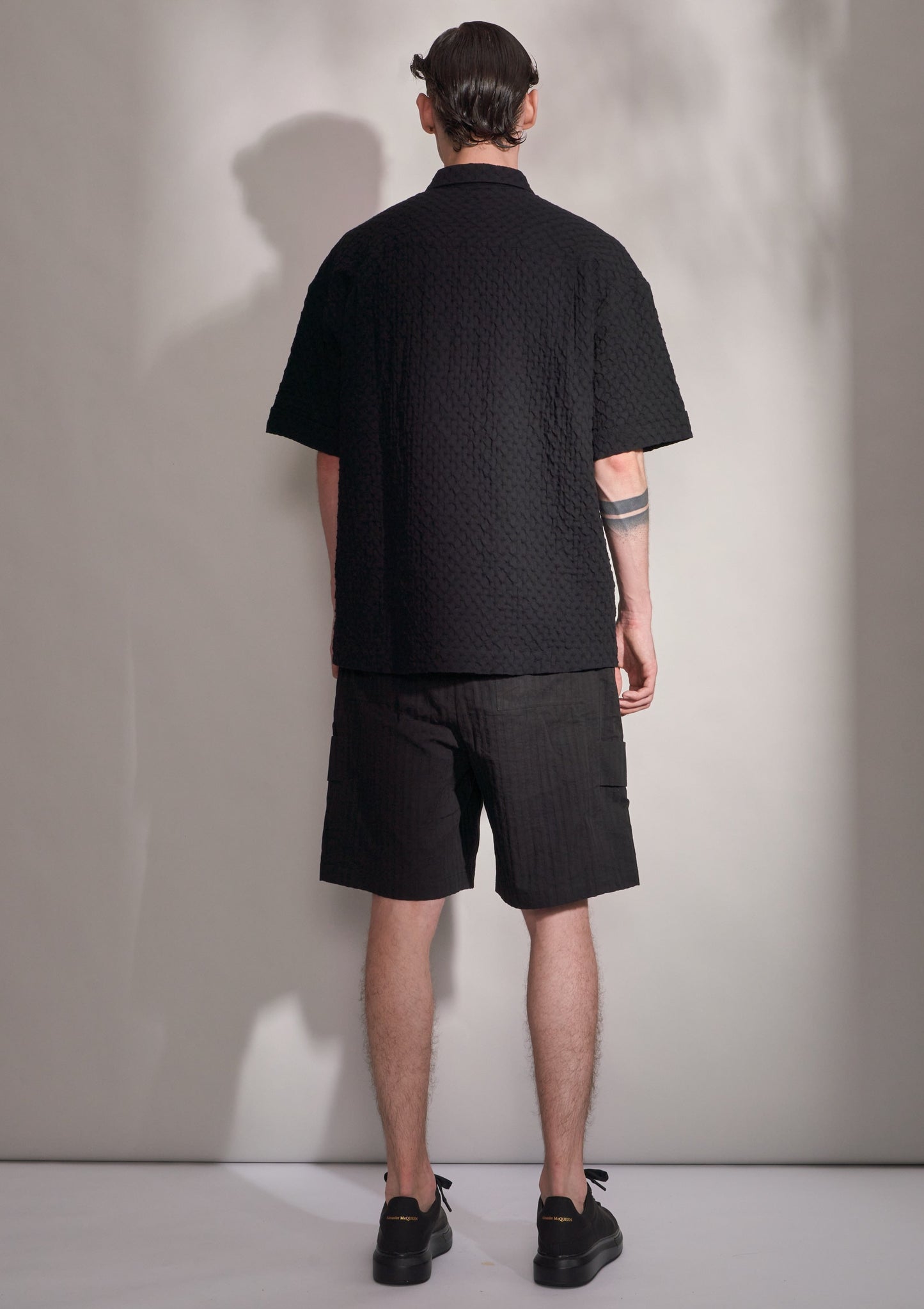 Short Sleeve Shirt With Smocking Cotton Fabric Harrison Wong
