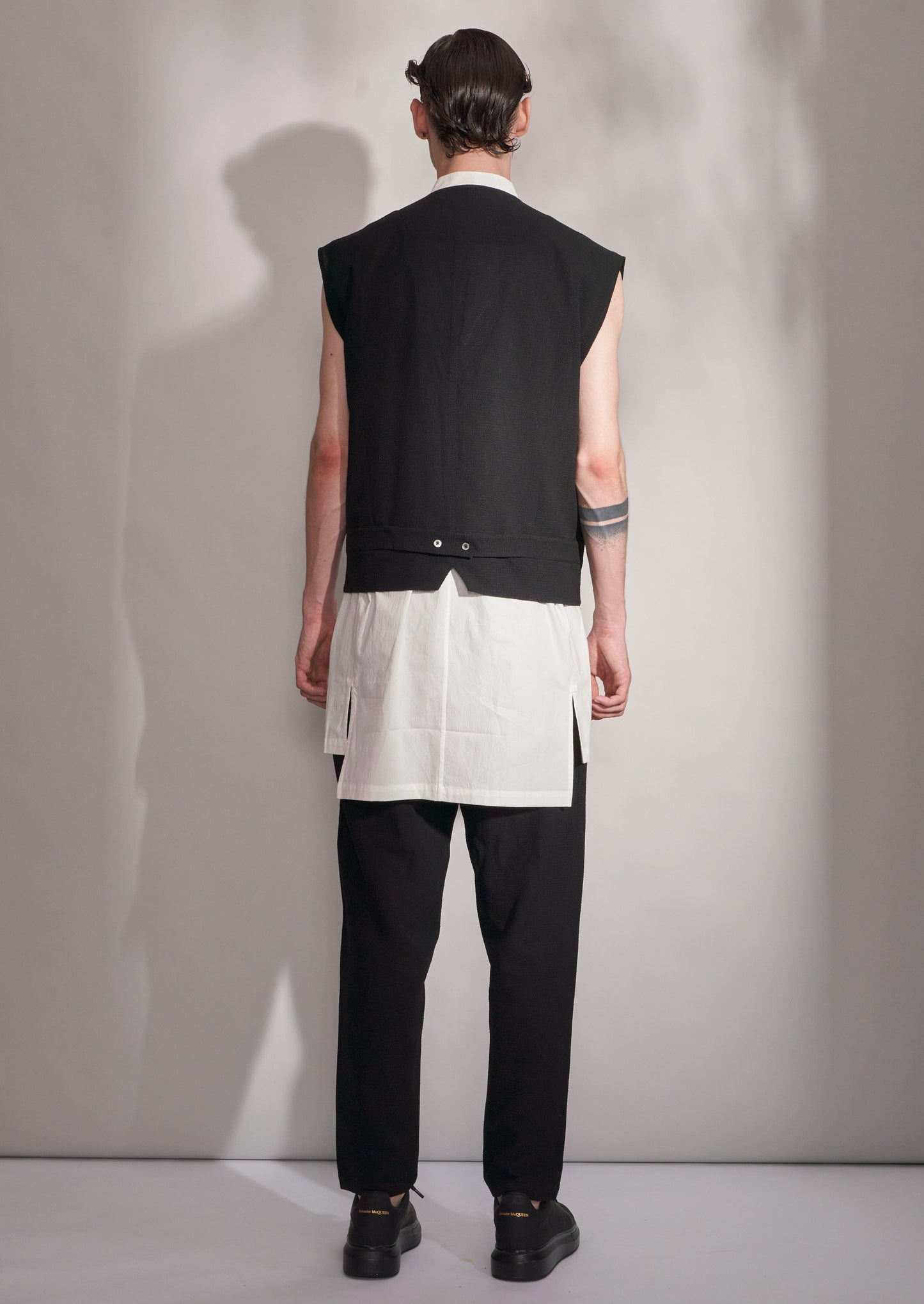 Fabric Contrast Wide Shoulder Waistcoat Harrison Wong