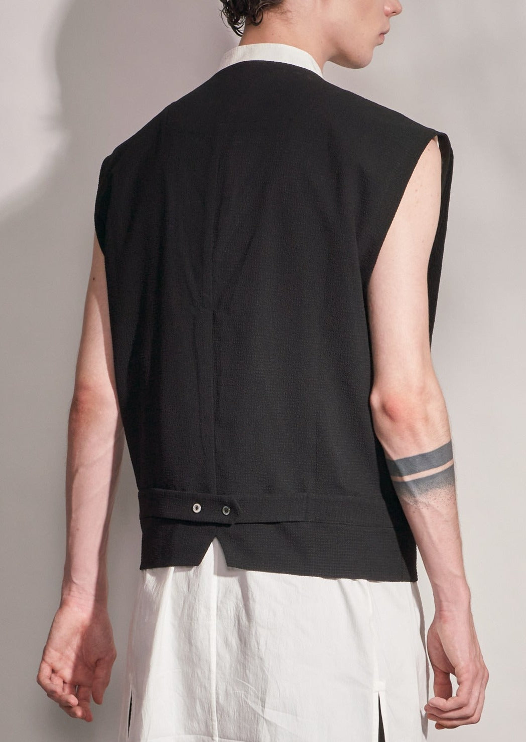 Fabric Contrast Wide Shoulder Waistcoat Harrison Wong